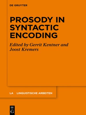 cover image of Prosody in Syntactic Encoding